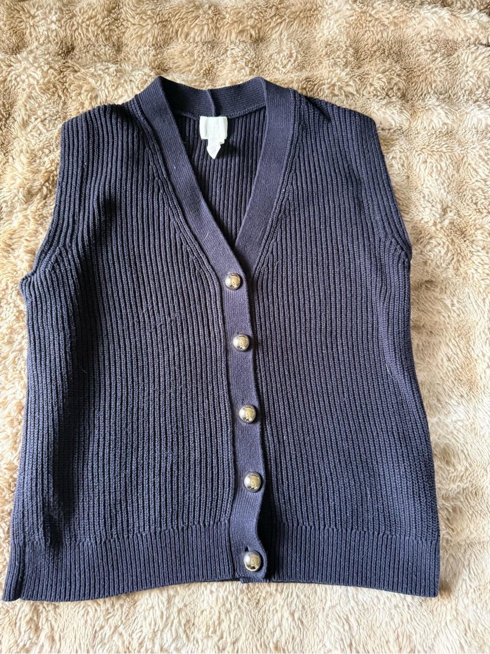 H&M Navy Ribbed Button-Front vest - Picture 4 of 6